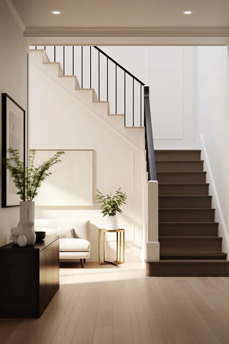 Inspiration architecturale en noir et blanc : lignes d’un escalier et matières